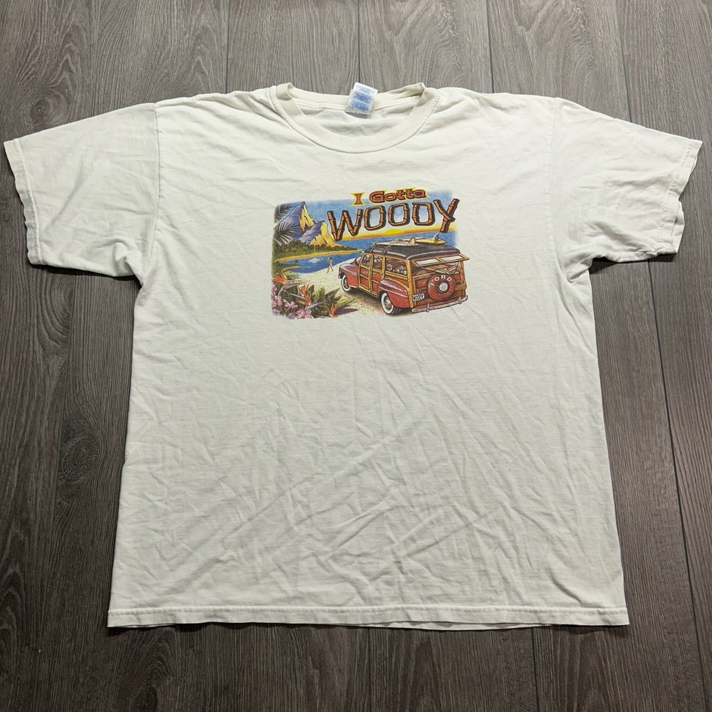 Vintage I Gotta Woody Ford Wagon Graphic T-Shirt White XL Vintage y2k Surf